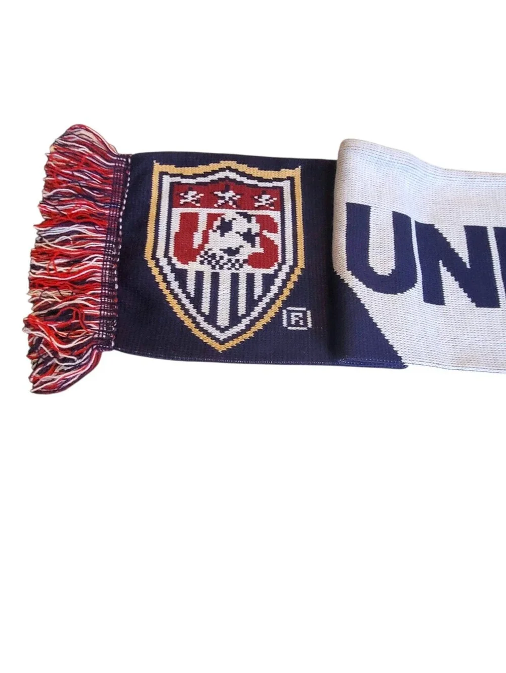 United States Soccer Supporter Scarf Double Sided Knit Fan Gear Red White Blue